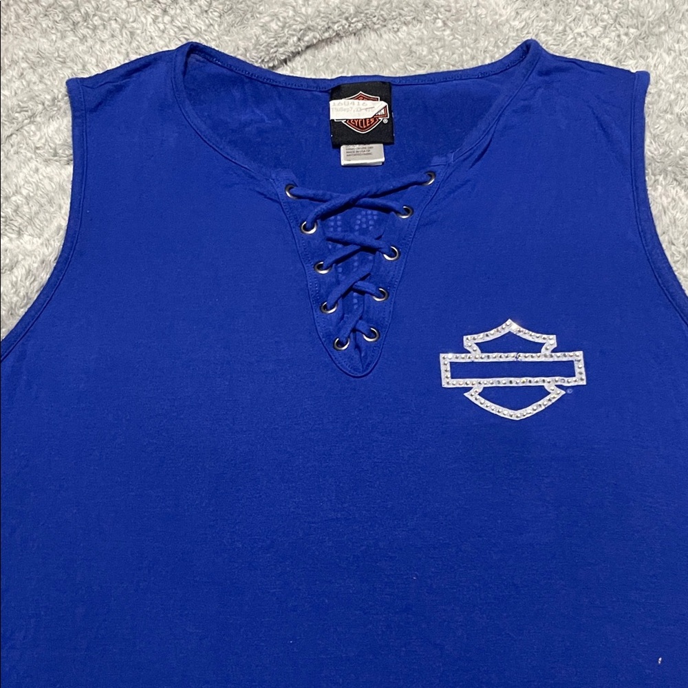 Harley-Davidson Royal Blue Lace-Up Tank